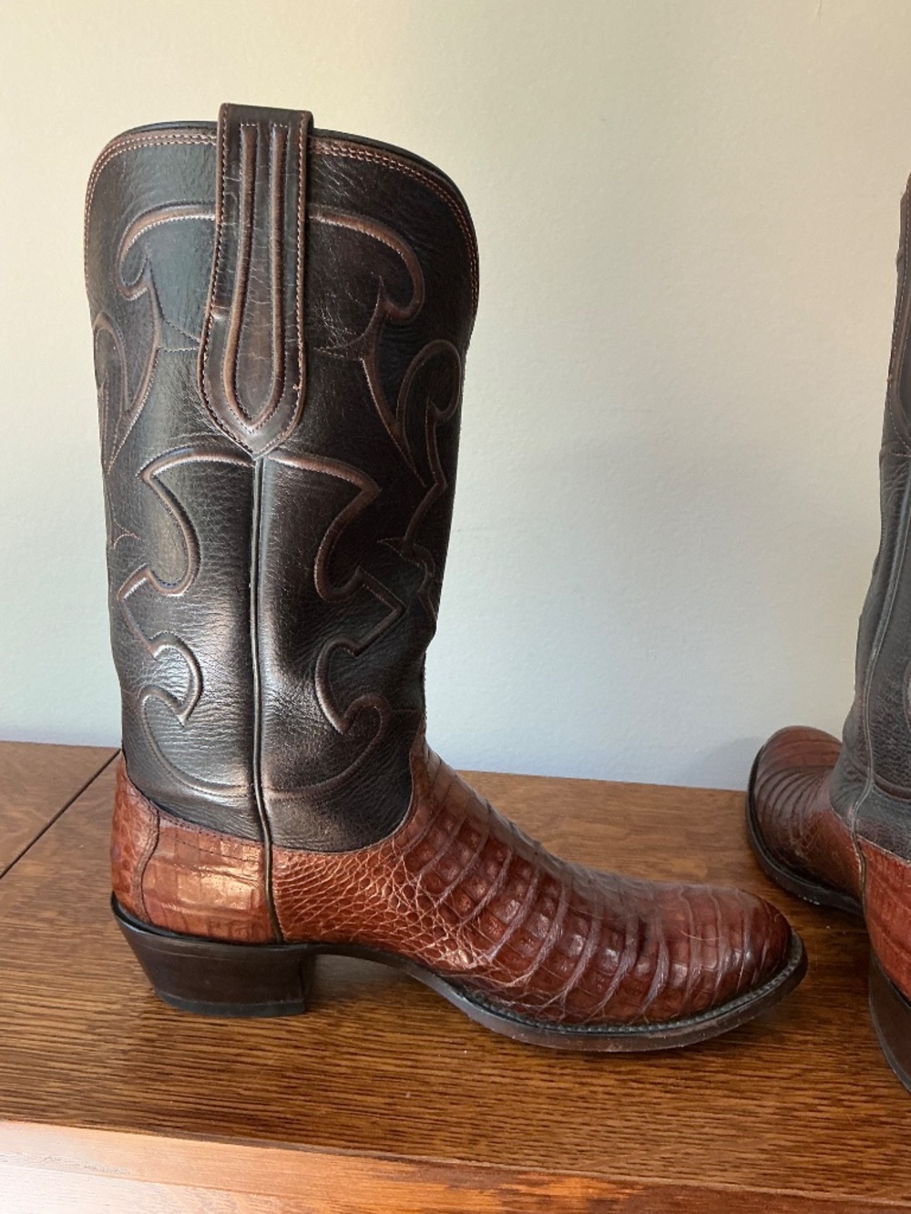 Lucchese Men’s Caiman Belly Boots Sienna Brown Sz 10D M1635 - Picture 6 of 13